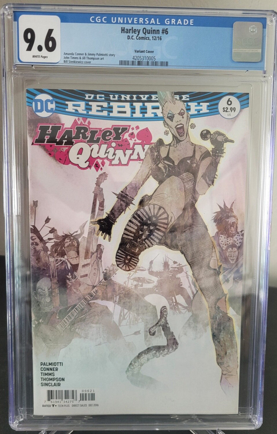 HARLEY QUINN #6 CGC 9.6 GRADED DC REBIRTH COMICS BILL SIENKIEWICZ VARIANT COVER!