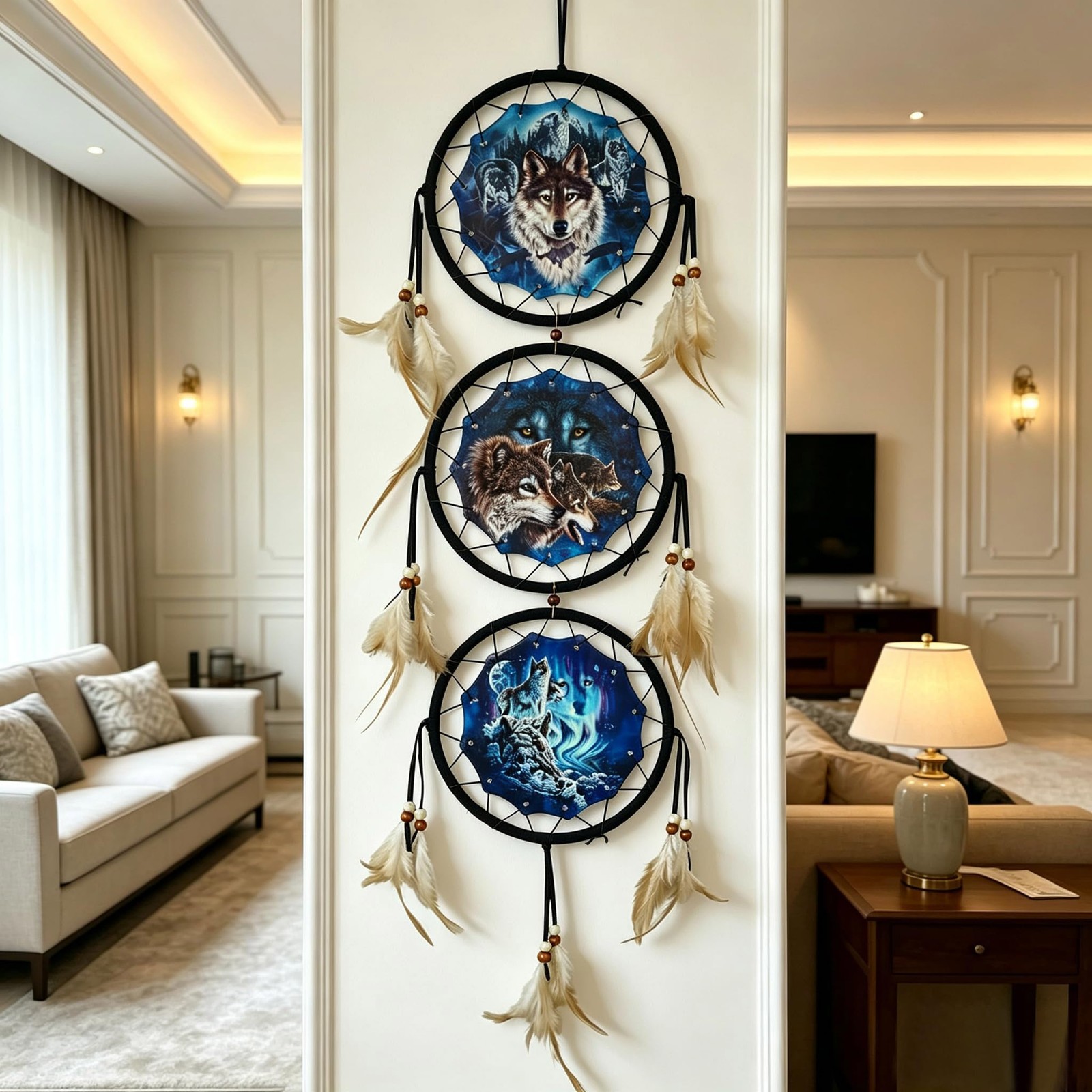 Wolf Eagle Bear Dream Catcher Bedroom Wall Decor, Christmas Home Decoration,