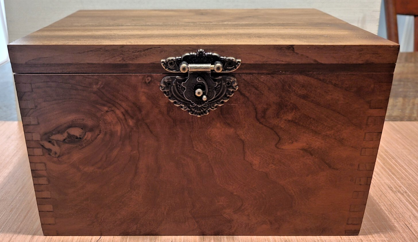 Handmade dark Cherry Box with tray. Stash, jewelry, keepsake