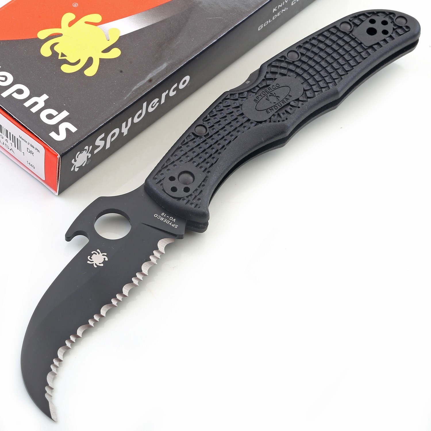 Black Color Tactical Pocket Folding Knife Full Serrated Blade Light Weight Knive