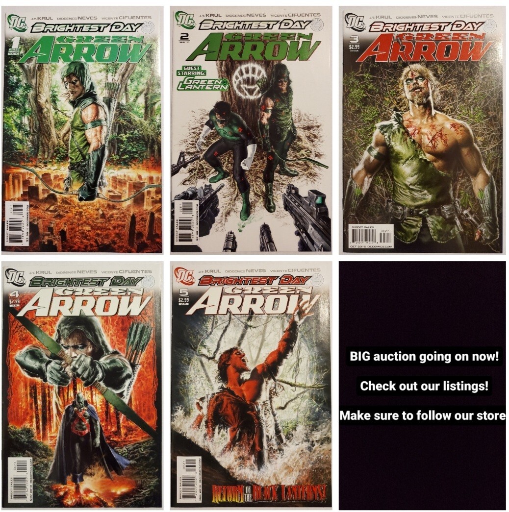 GREEN ARROW #1 2 3 4 5 COMIC BOOK LOT 2010! BRIGHTEST DAY! GREEN LANTERN! DC!