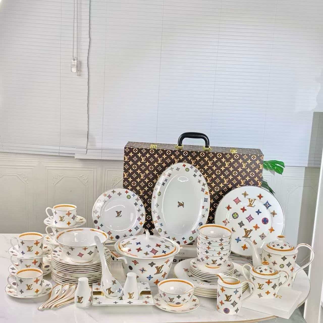 Louis Vuitton 58 PCS Dinnerware & Tea Set W/ Storage Case