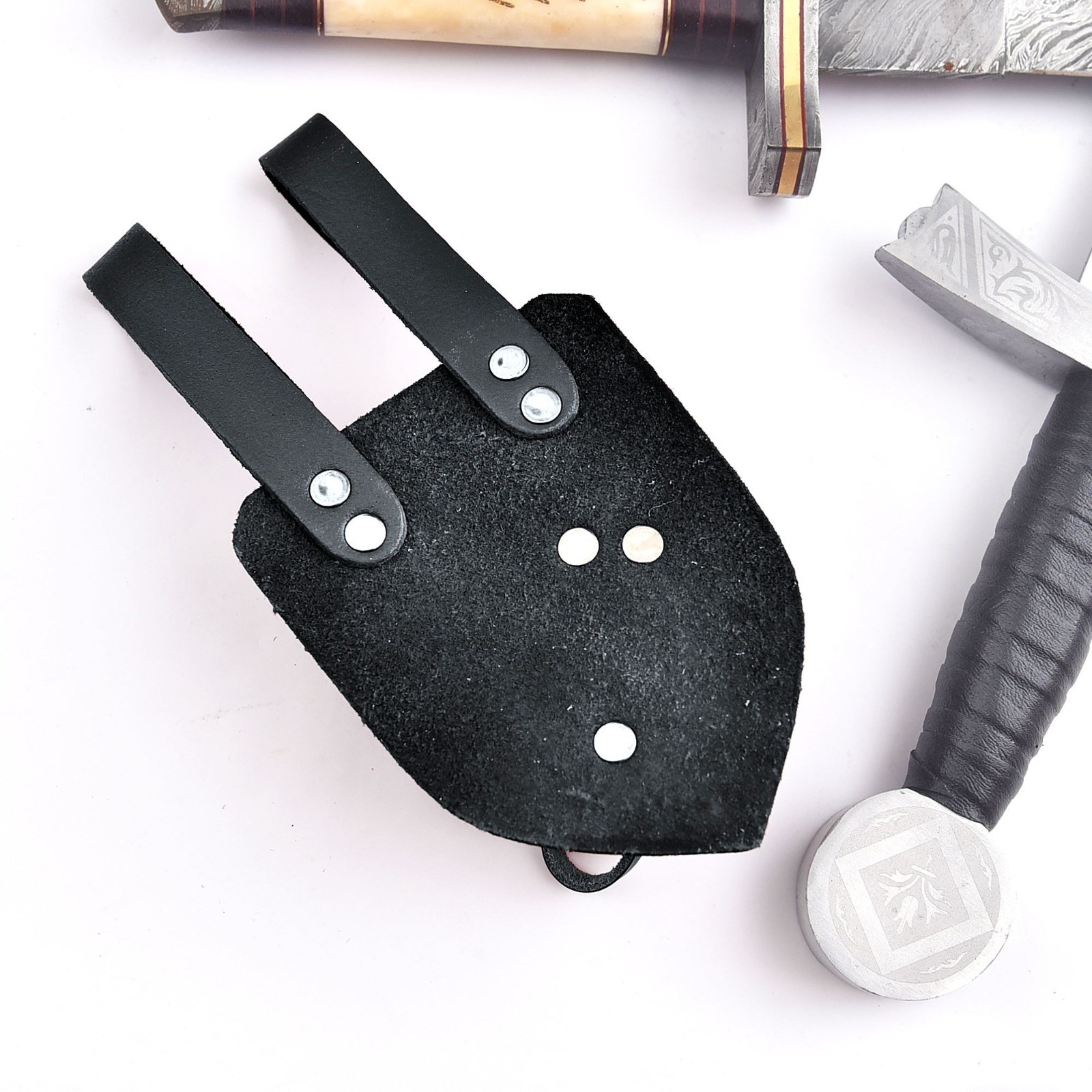 Medieval Functional Genuine Bovine Leather Sword Dagger Belt Frog Multi Tool