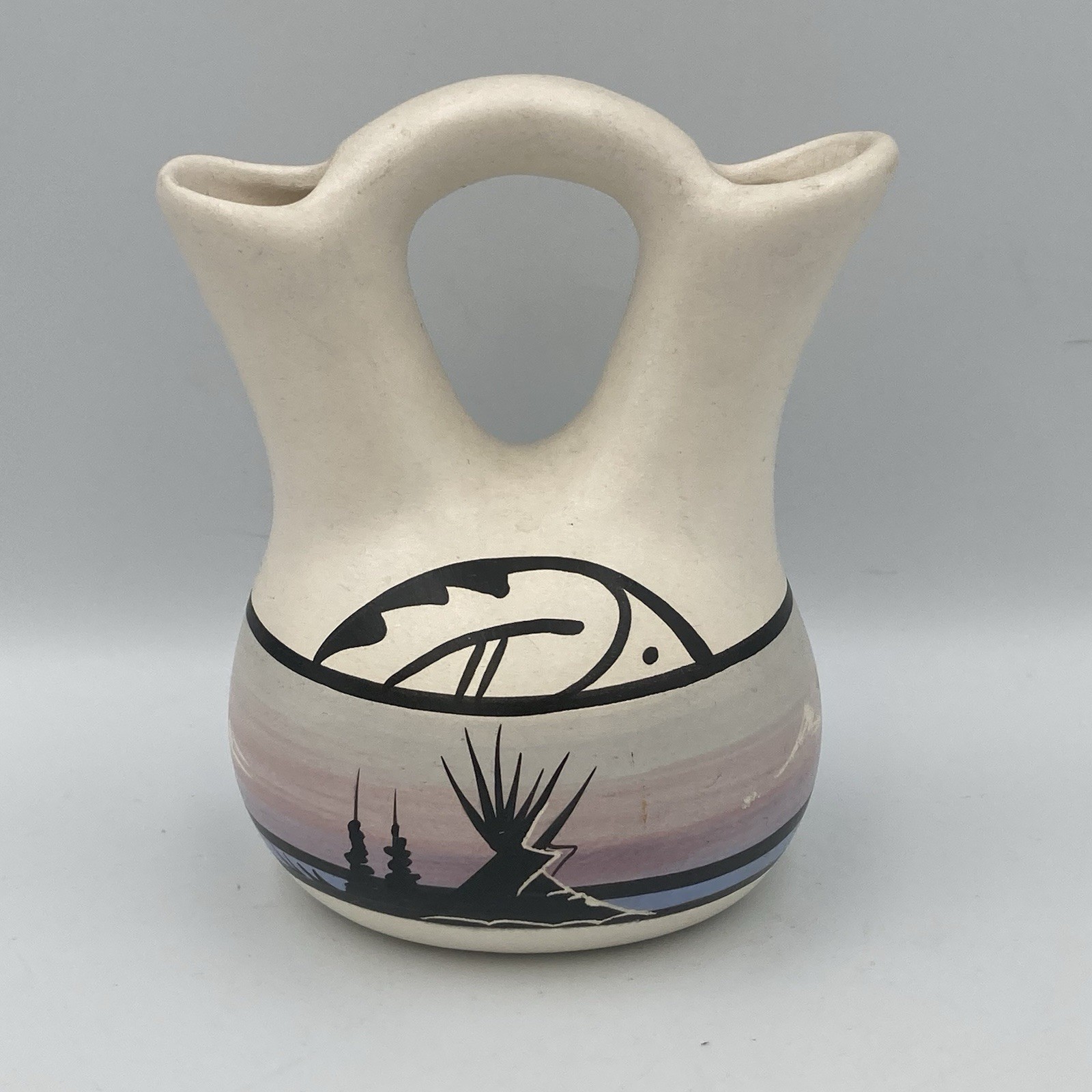 Native American Wedding Vase Navajo Pottery Authentic Signed 5” Southwestern Art