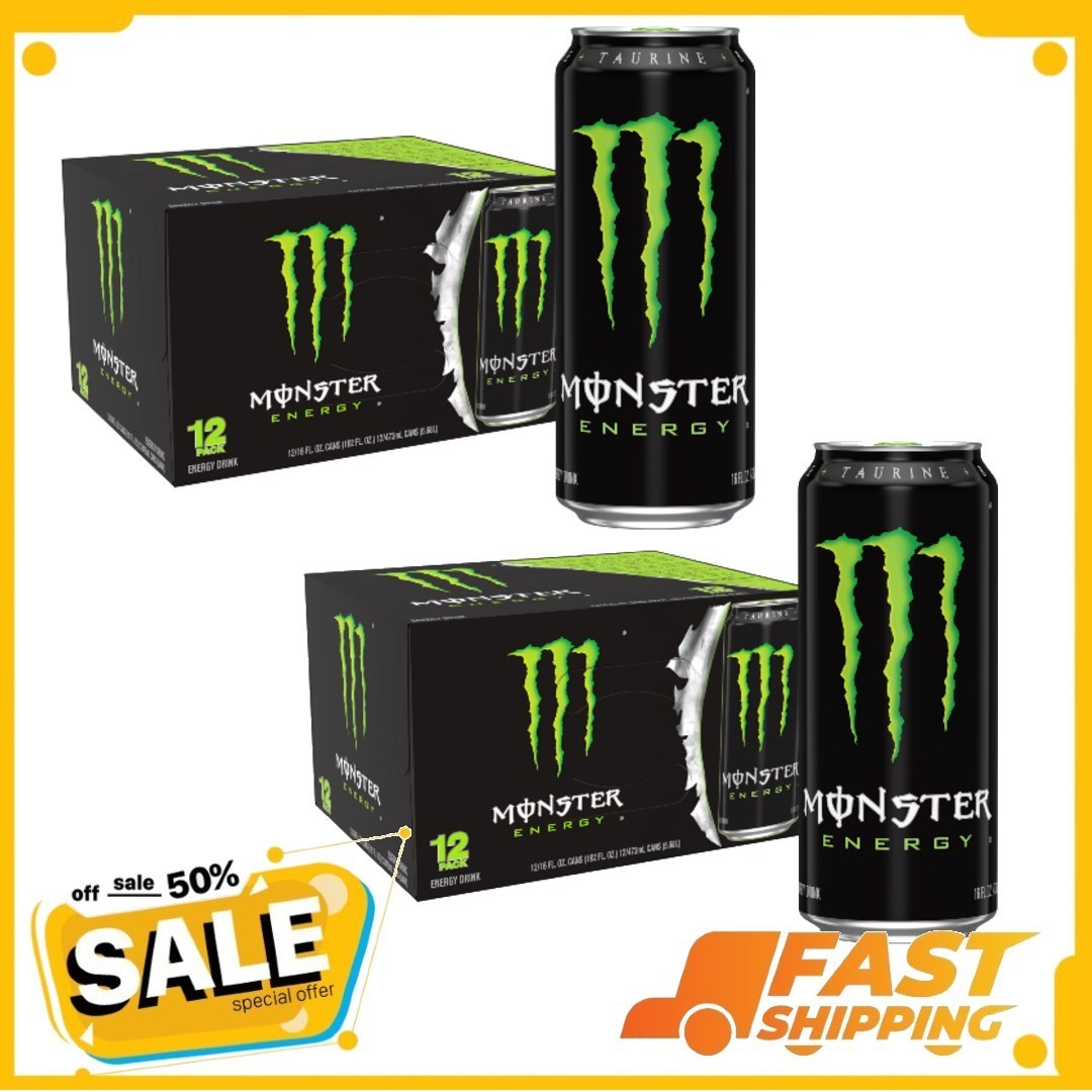 Monster Energy, Original, Energy Drink, 24 Pack – 16 Fl Oz, Free Shipping