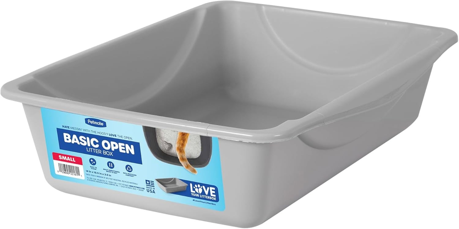 Petmate Basic Open Cat Litter Pan, Multidirectional Easy to Clean Plastic Litter