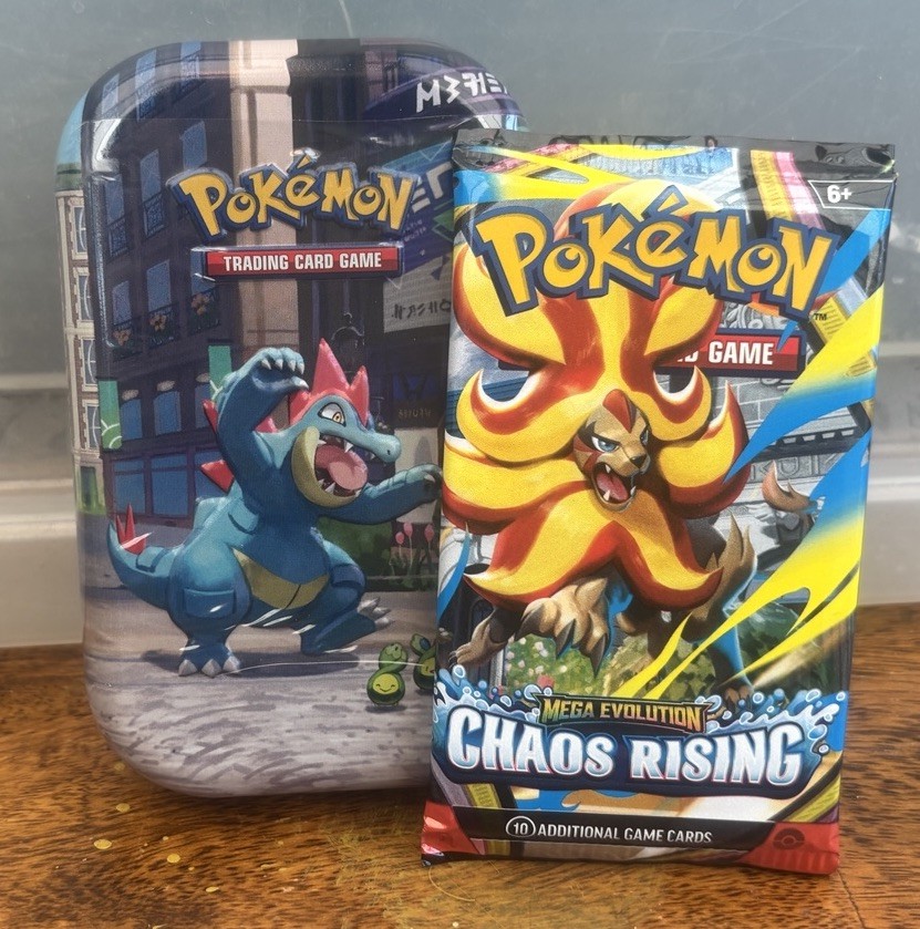 Pokemon TCG Lumiose City Mini Tin Feraligatr & Chaos Rising Pack New & Sealed
