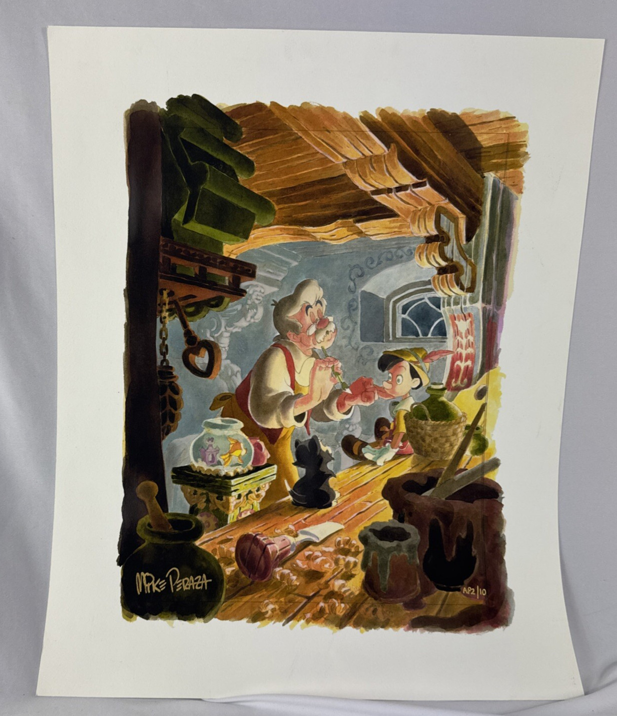 MIKE PERAZA Disney Pinocchion Limited Signed Lithograpoh Artist Proof 2/10‼️