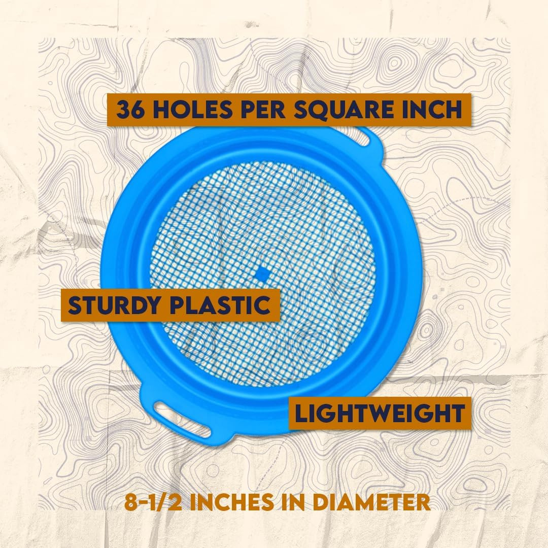 6-Piece t of 8.5″ Plastic Sand Sifting Pans in a Mesh Bag, with 36 Holes per Inc