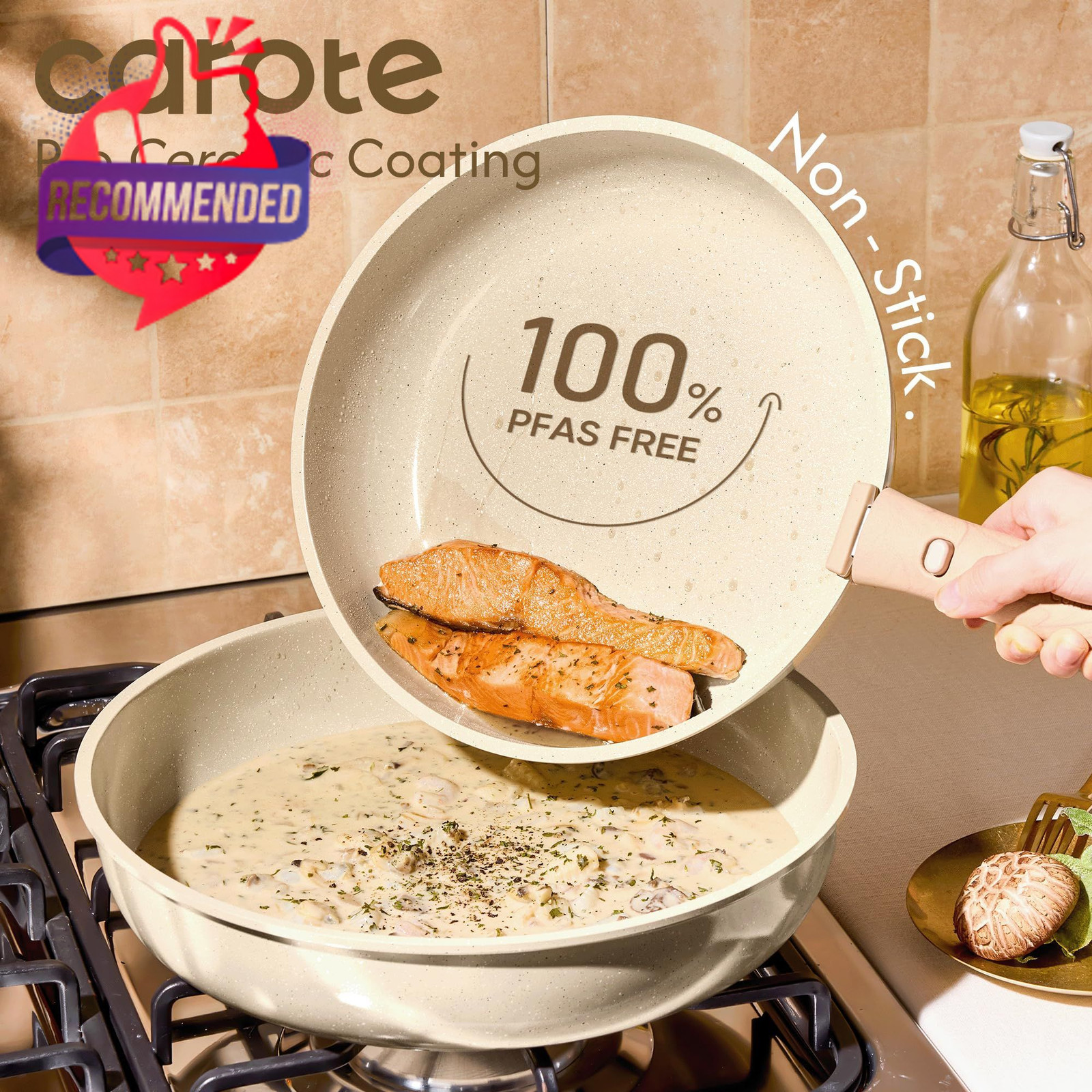 25pcs Ceramic Cookware Set, Pots And Pans Set Non Stick, Rv Kitchen Cooking Set