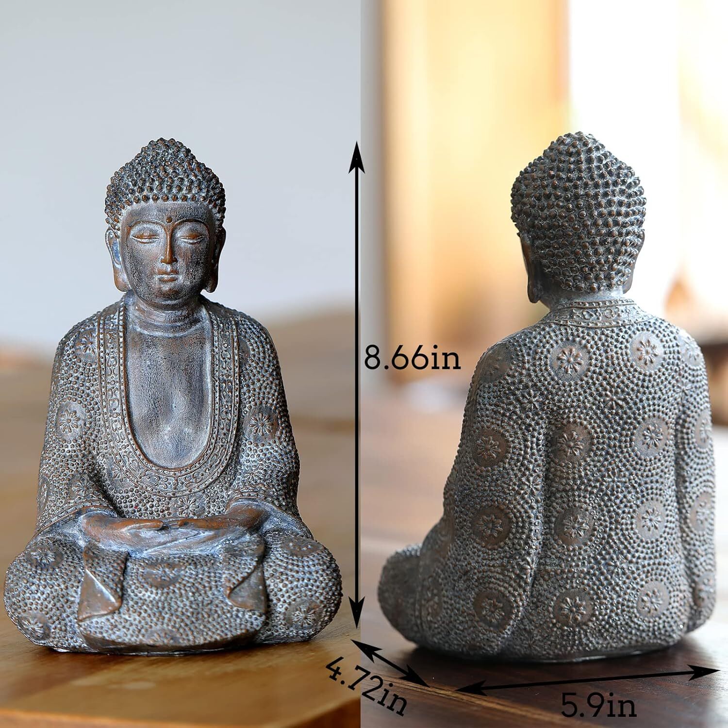 Buddha Statue Outdoor,Zen Garden Decor Sculpture for Home Antique