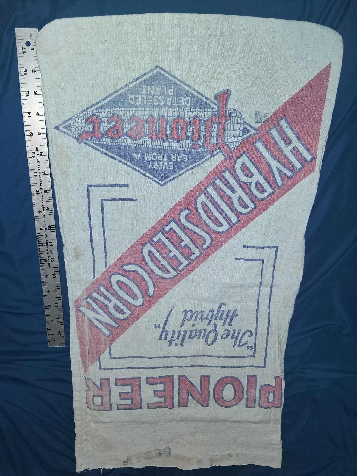 Vintage Cloth Pioneer Hybrid Seed Corn Bag Detassled Plant Kitchen Decor Farm