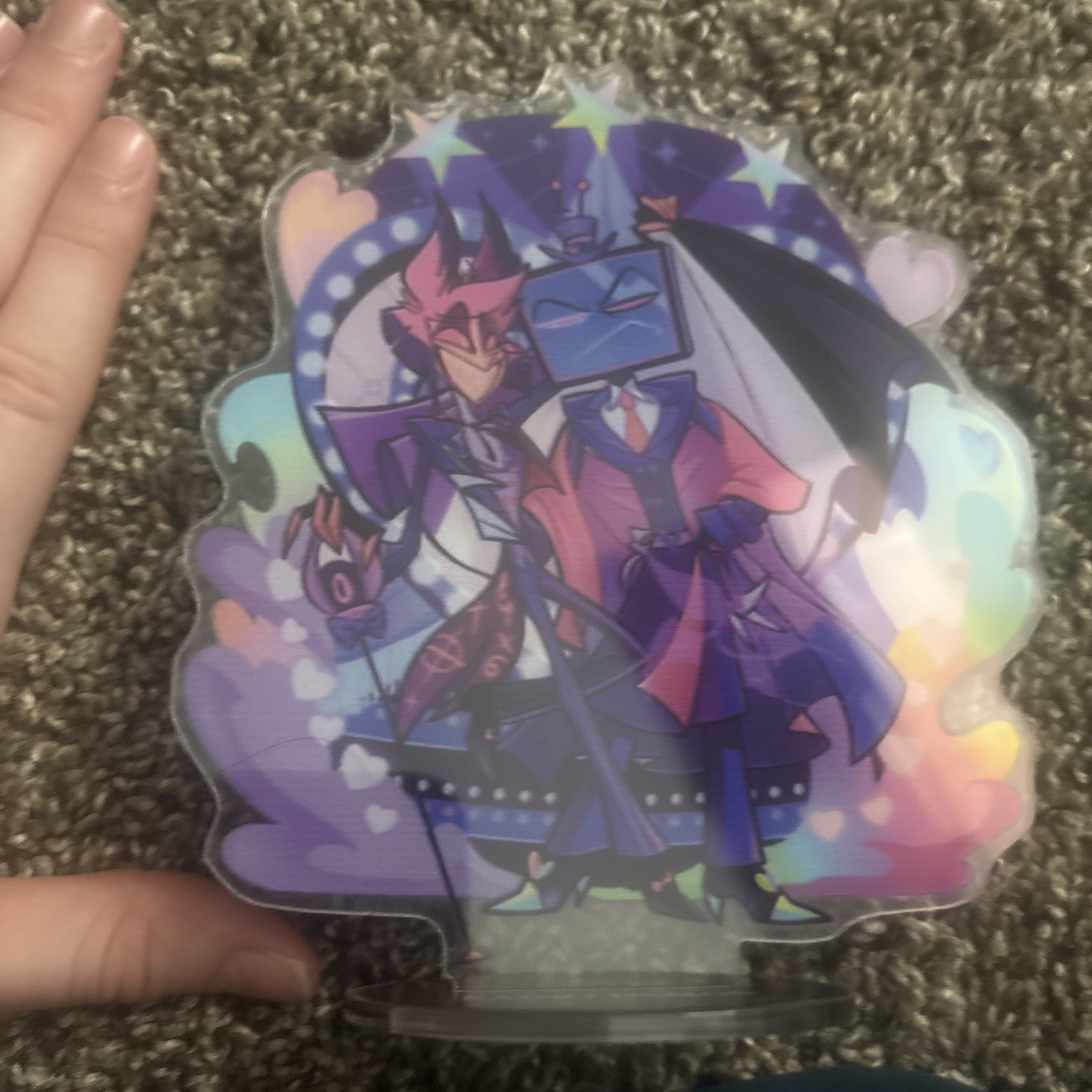 Radiostatic Pride Vox X Alastor Double Sided Acrylic Standee Hazbin Hotel Vivzie