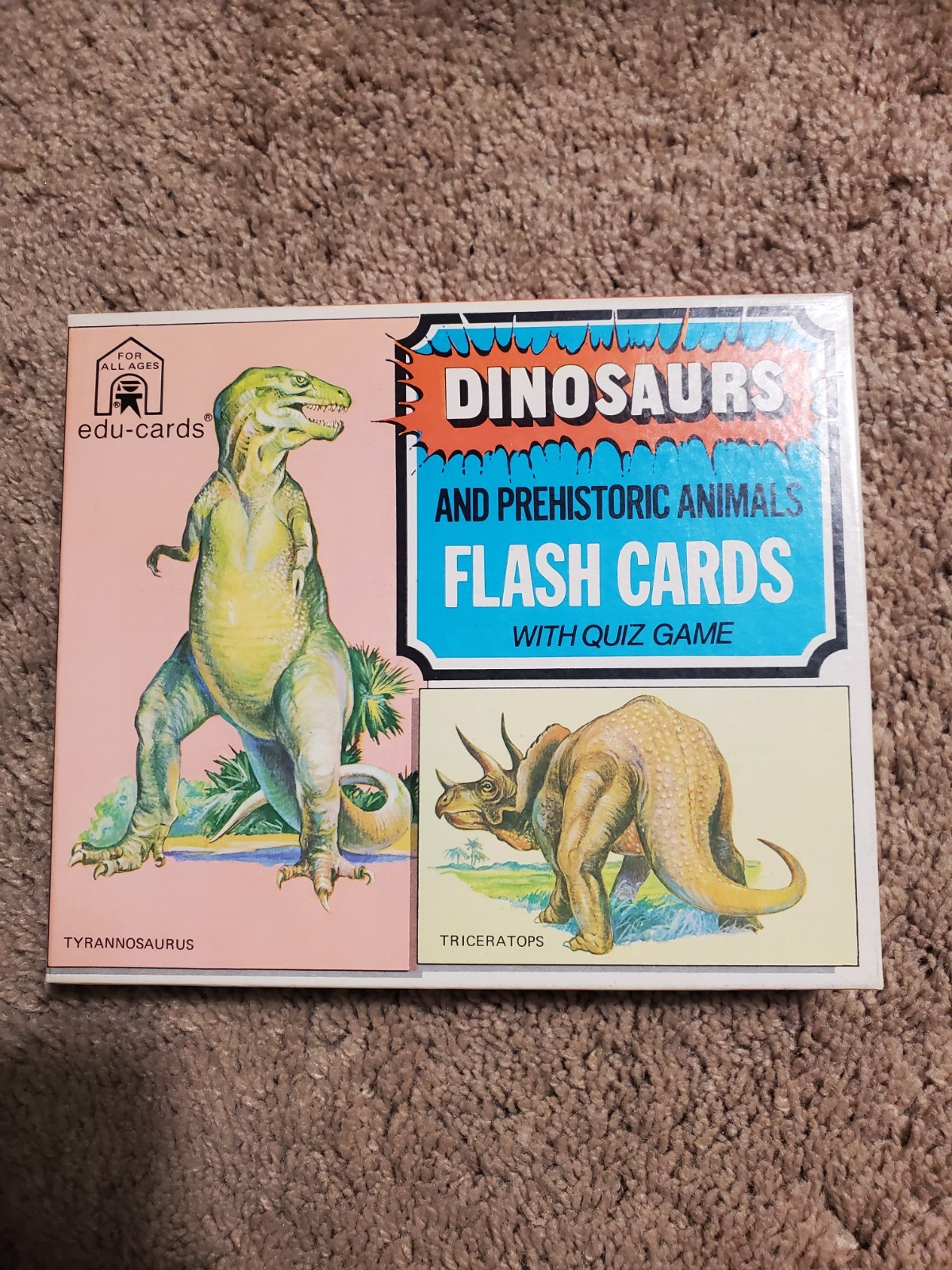 1975 Edu-Cards Dinosaurs And Prehistoric Animals Flash Card / Quiz Game Box Set