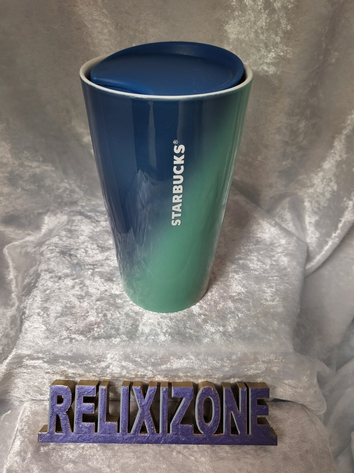 Starbucks 2022 Blue Green Gradient 12 oz Ceramic Travel Tumbler, NEW