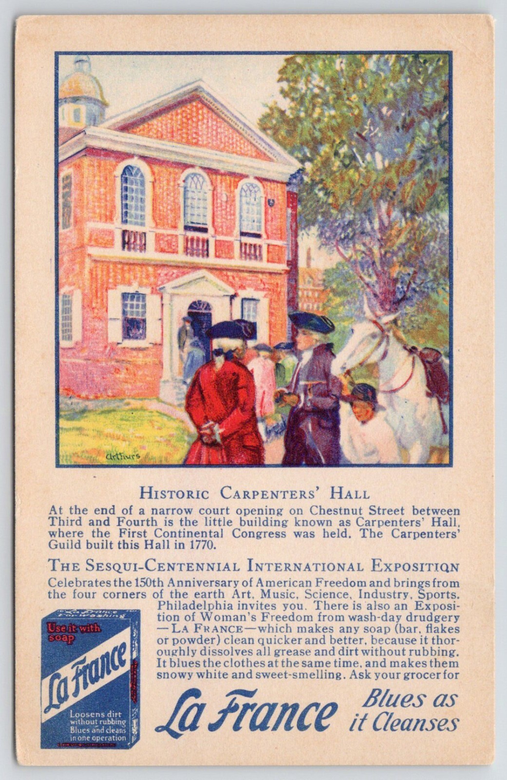 1926 SESQUI-CENTENNIAL EXPOSITION Philadelphia Postcard LaFrance Advertising