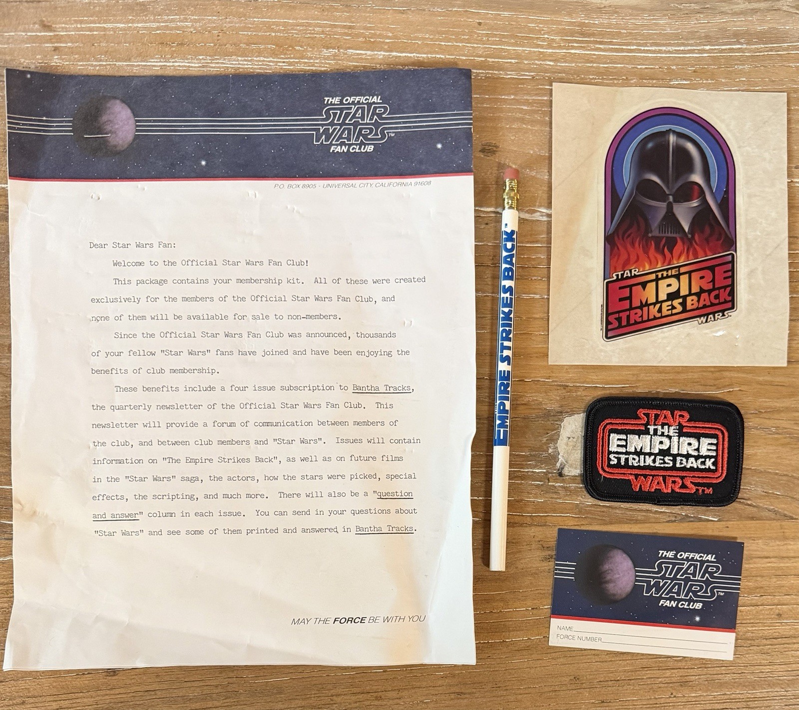 Vintage Lucas Films Star Wars Empire Strikes Back Fan Club Kit