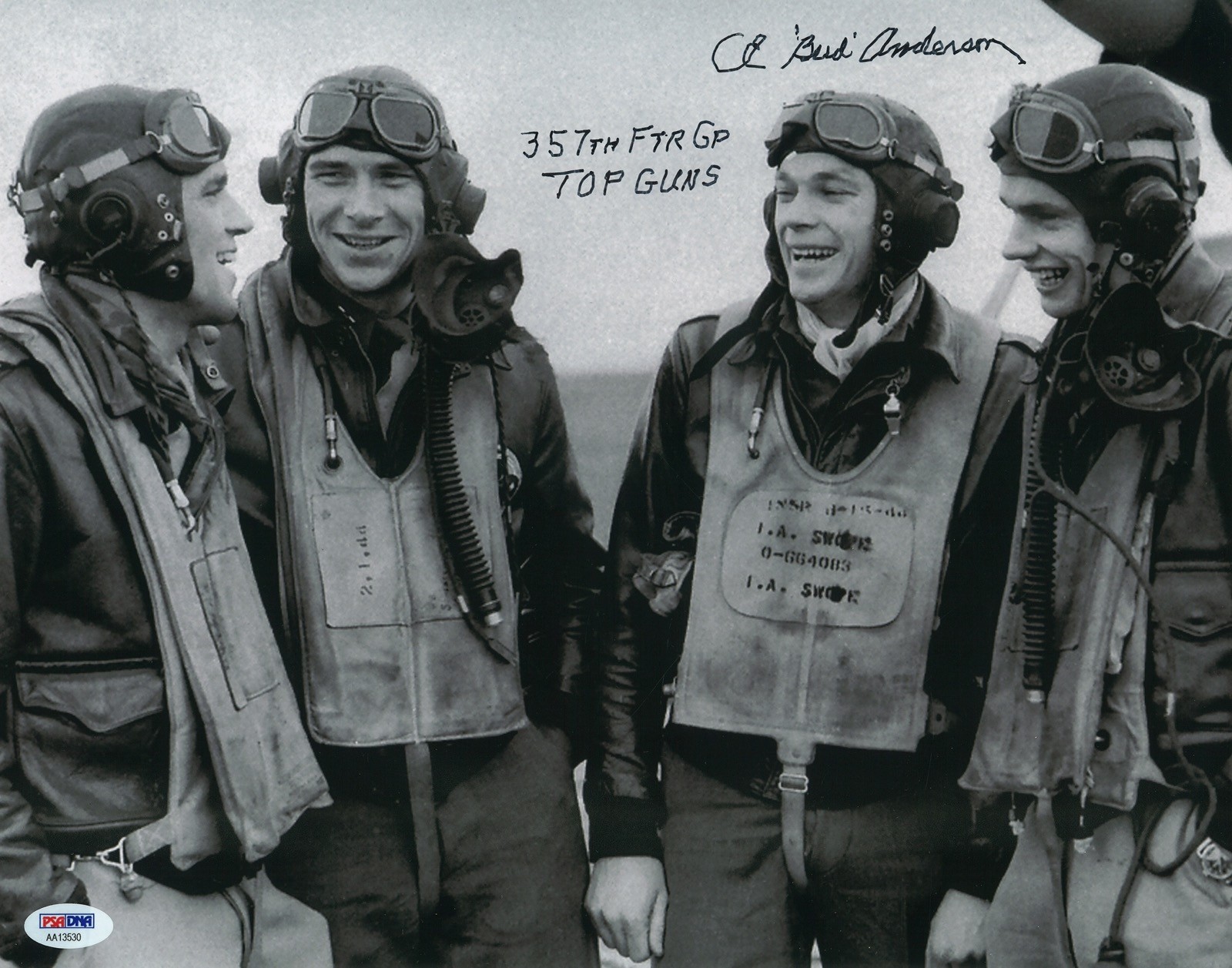 CE Bud Anderson Signed 11×14 357th FG Top Guns PSA DNA COA P-51 Ace