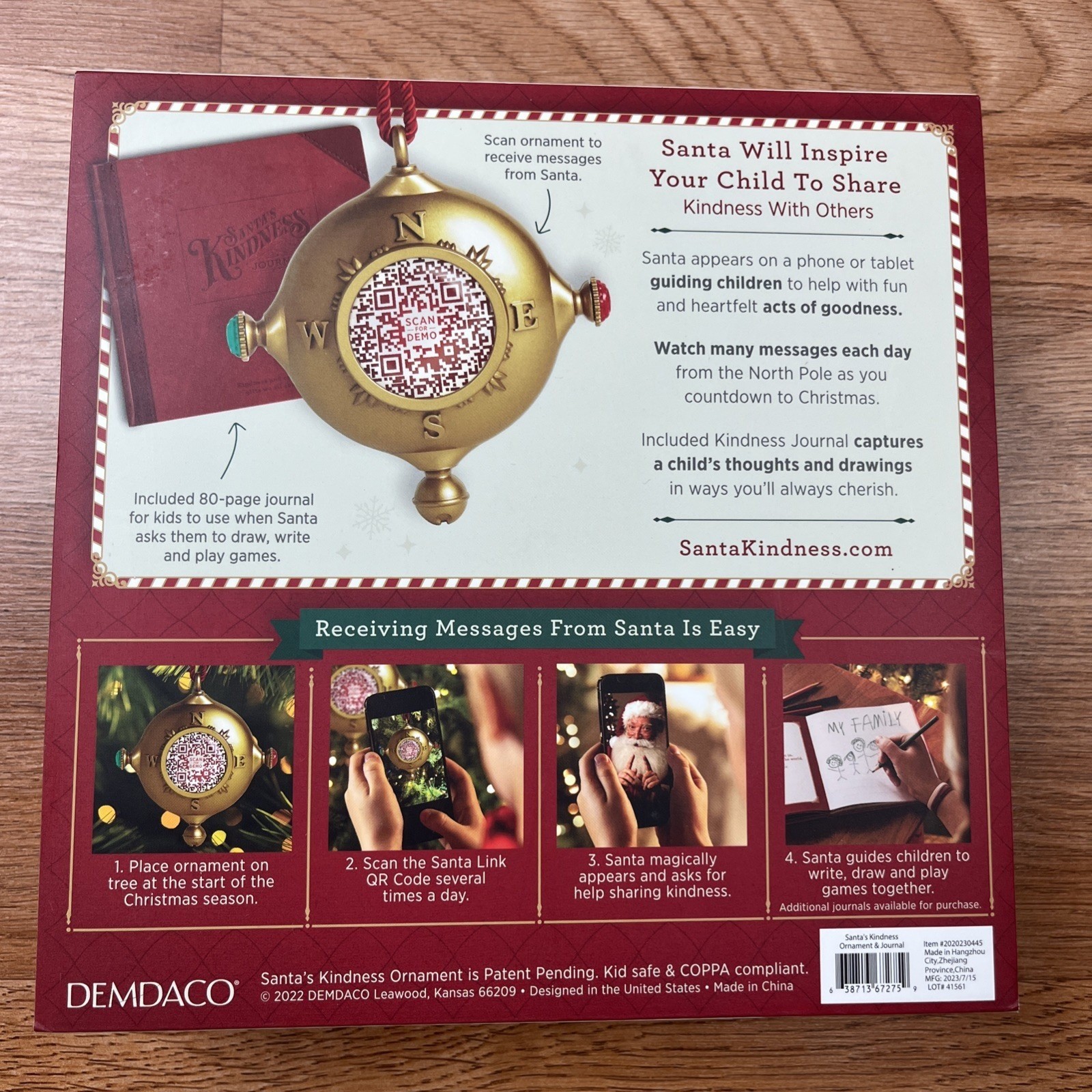 Demdaco Santa’s Kindness Interactive Christmas Ornament & Journal NEW