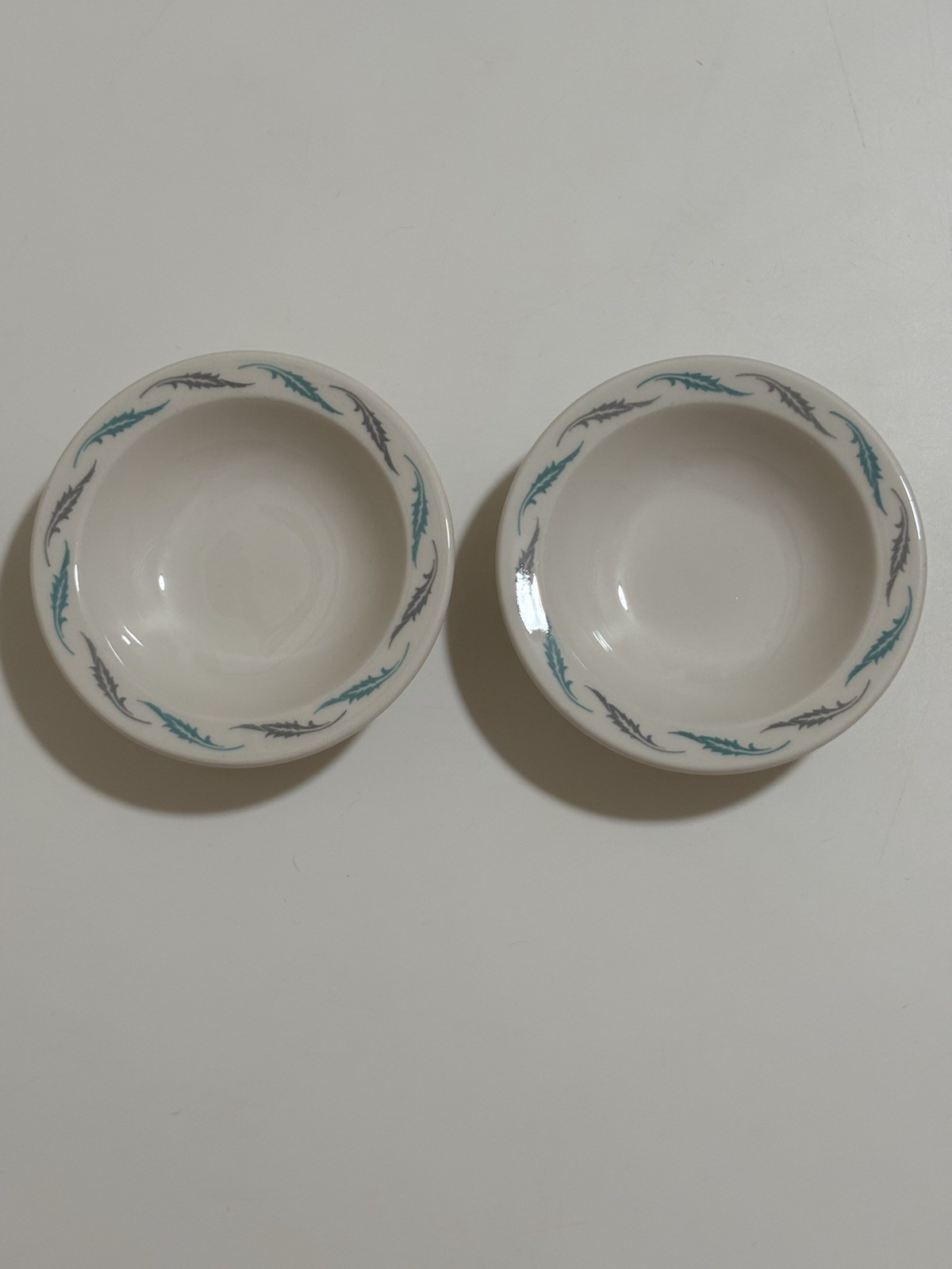 Homer Laughlin Best China Restaurantware Turquoise Gray Oak Leaf Ice Cream Bowls