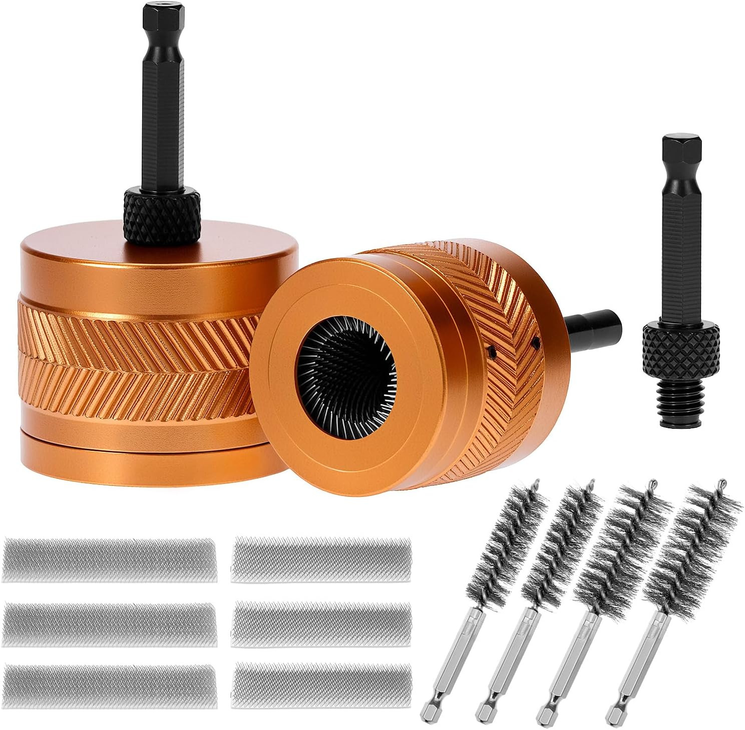 Metal Copper Pipe Cleaner Set 1/2″ & 3/4″ with 4 Wire Brushes Drill Attachment