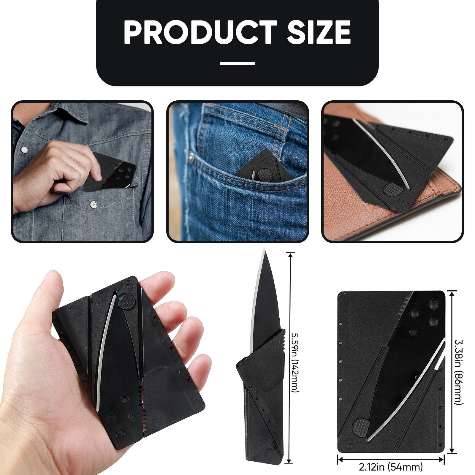 1-100 x Ultra Thin Folding Pocket Knives Sharp Hunting Knives Credit Cards Knife