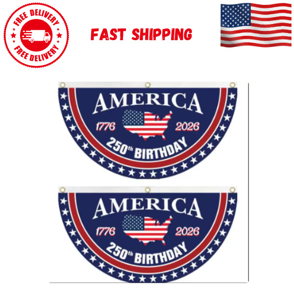America 250th Birthday Bunting Flag, 1776-2026 Commemorative Patriotic Banner, 2