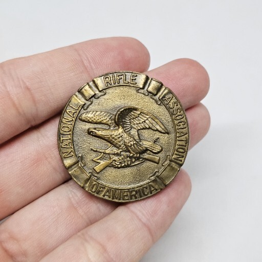 Vintage Brass Metal NRA National Rifle Association Pin Brooch 1.4″ Wide
