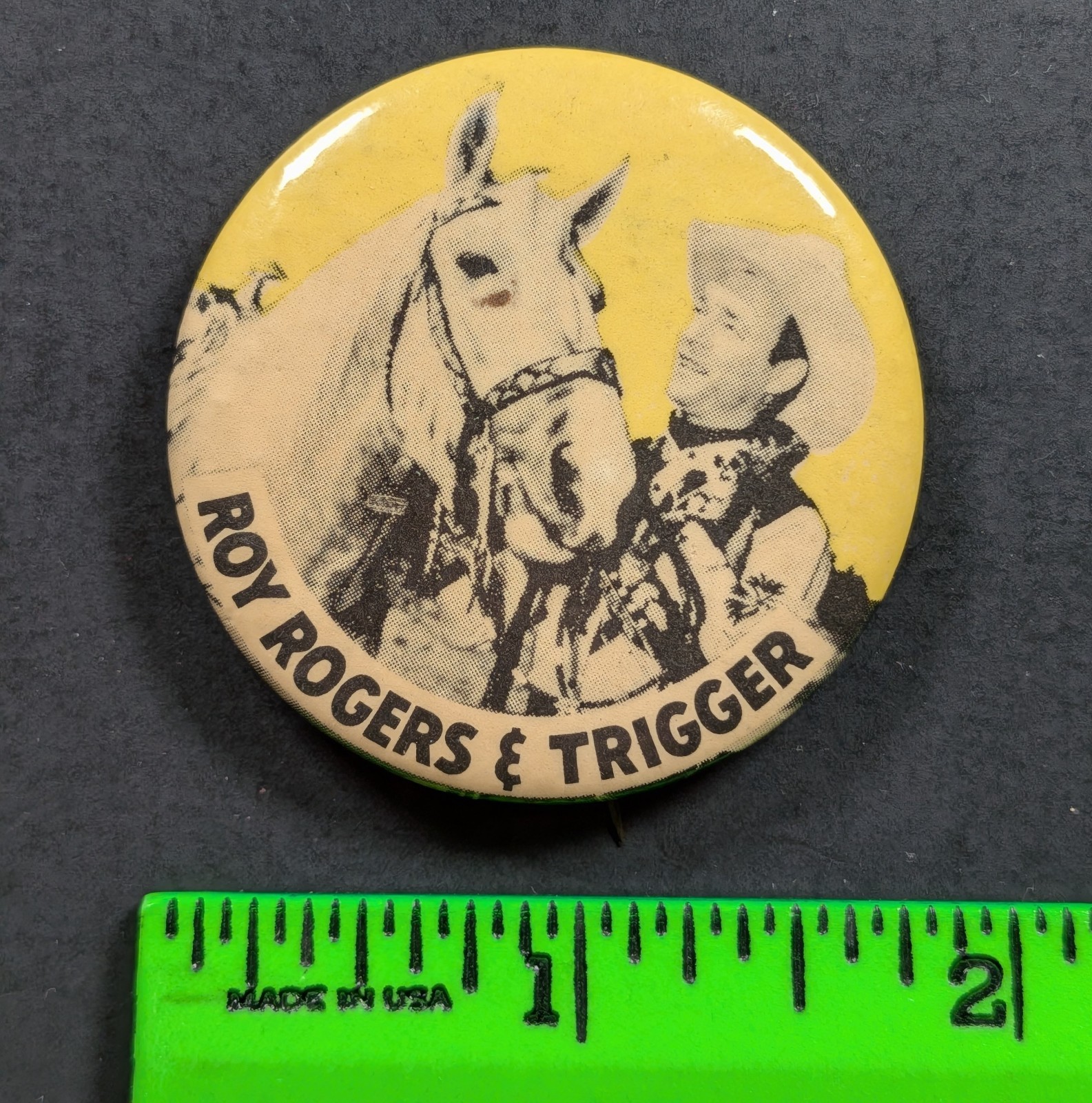Vintage Roy Rodgers Trigger Cowboy Western Pinback Pin