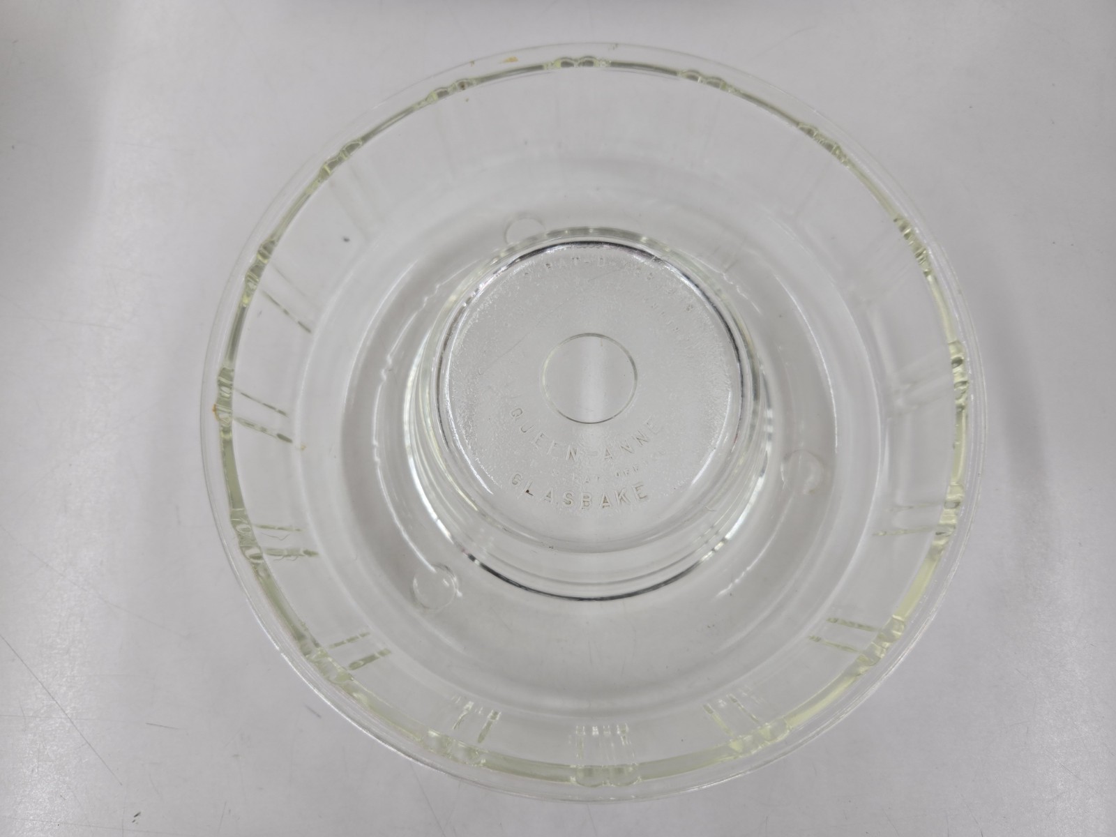 Vintage Queen Ann Glasbake Cake, Jello Ring Mold Clear Glass Baking Dish
