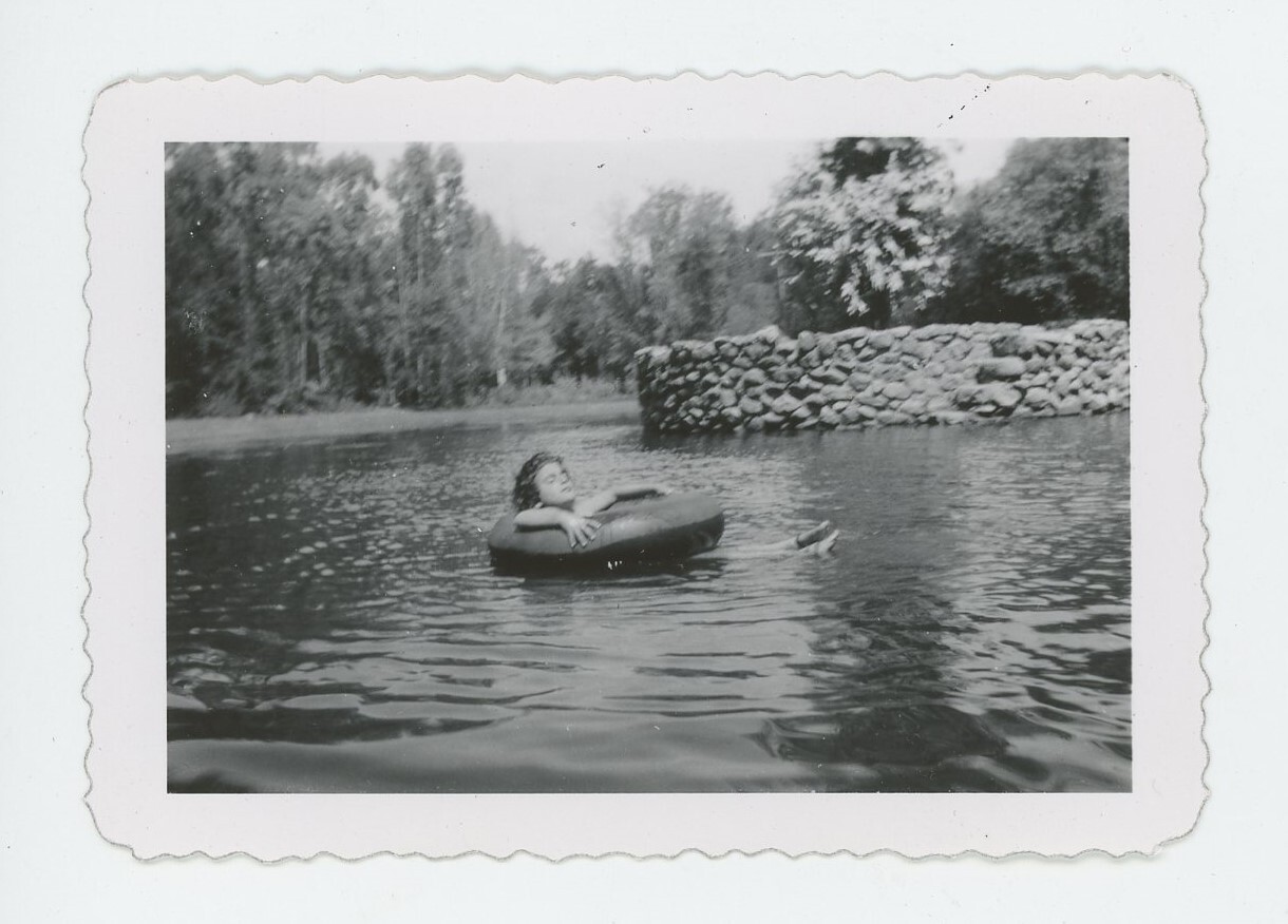 Vintage Photo Girl In Pool Floats Down Lazy River Valley Of The Moon AZ 1947
