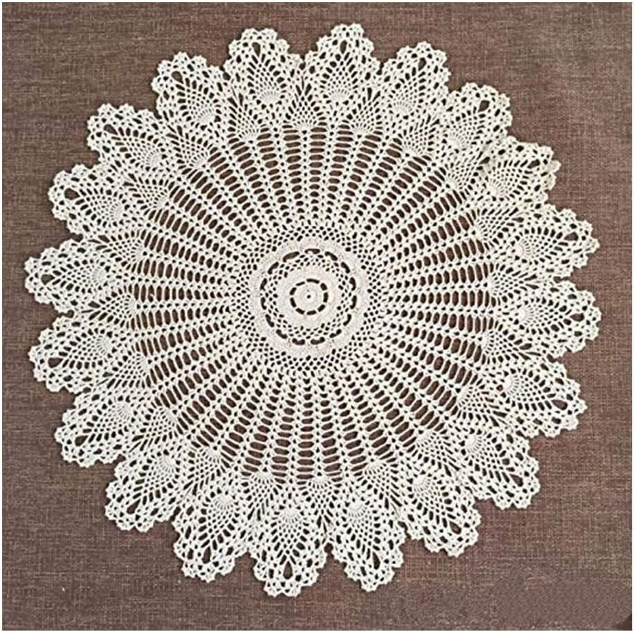 36″ Vintage Hand Crochet Tablecloth Round Lace Table Cloth Topper Doily Wedding