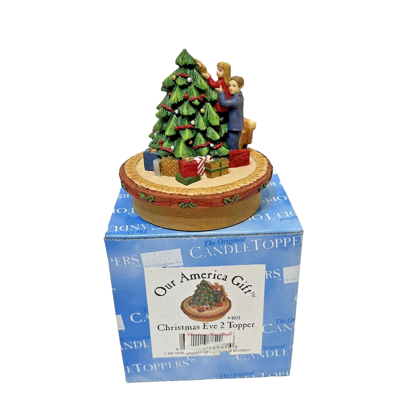 Vintage Our America Gift Christmas Resin Candle Topper Decoration 3.5 x 3.5″