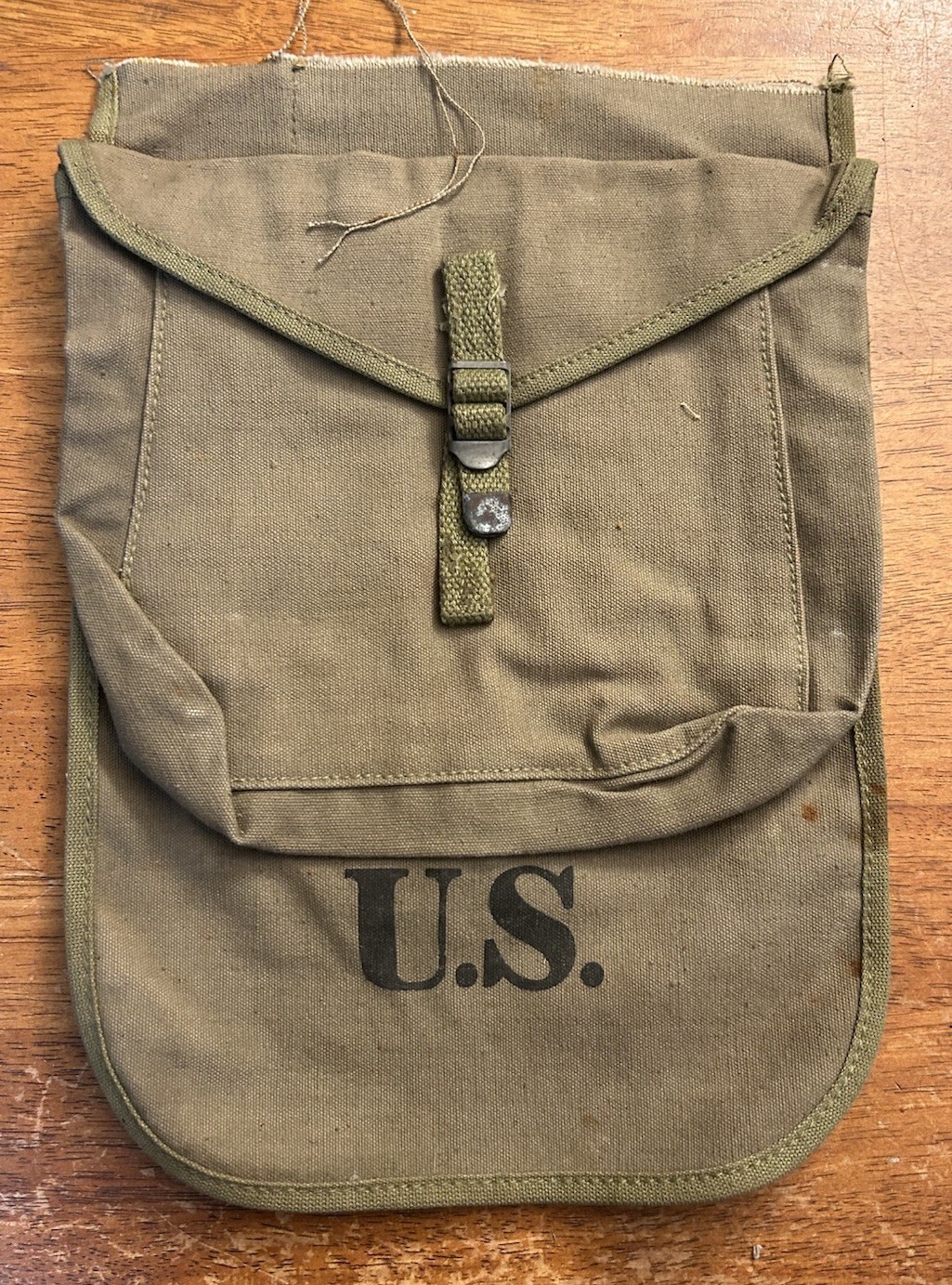 One ORIGINAL WWII Canvas MEAT CAN Mess Kit POUCH Attached To Cut Haversack Flap