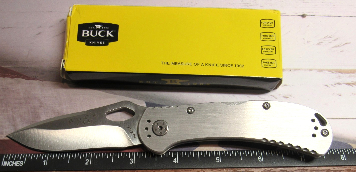 Buck Spitfire 722 Folding Pocket Knife+ Horizontal Black Leather Belt Holster