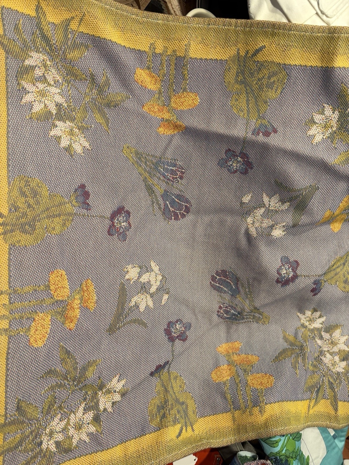 Ekelund 100% Cotton Table Square 28” Yellow Blue Red Flowers