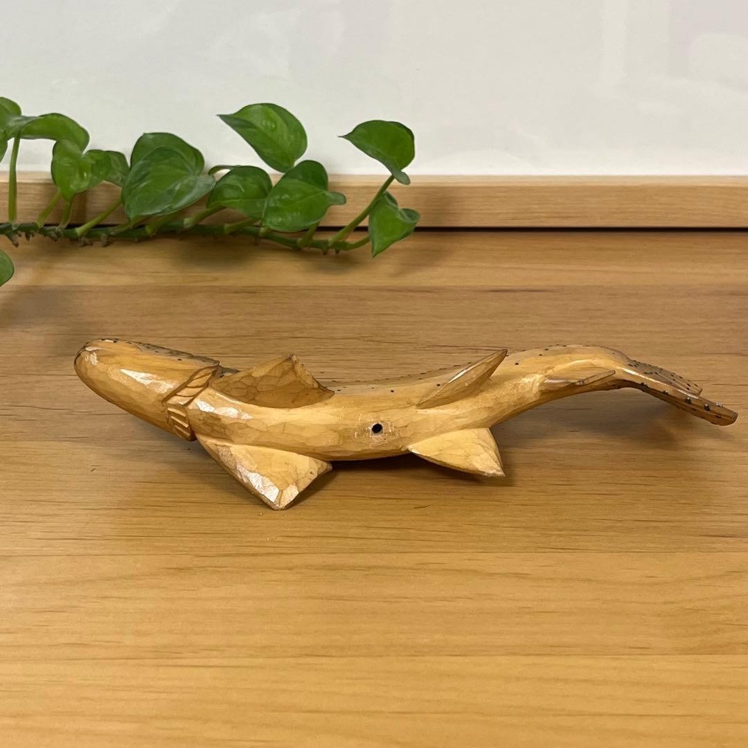 Hokkaido Ito Taimen Wood Carved Fish Sculpture Driftwood Base Japan 26cm
