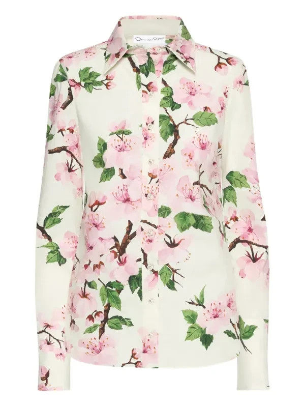 Oscar de la Renta authentic deadstock linen by panel cherry blossom