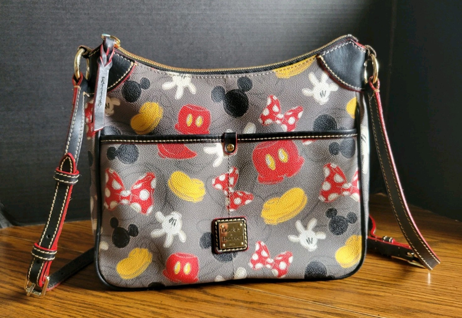 Disney Park Dooney & Bourke Mickey Parts Black Red Yellow And Gray Crossbody Bag
