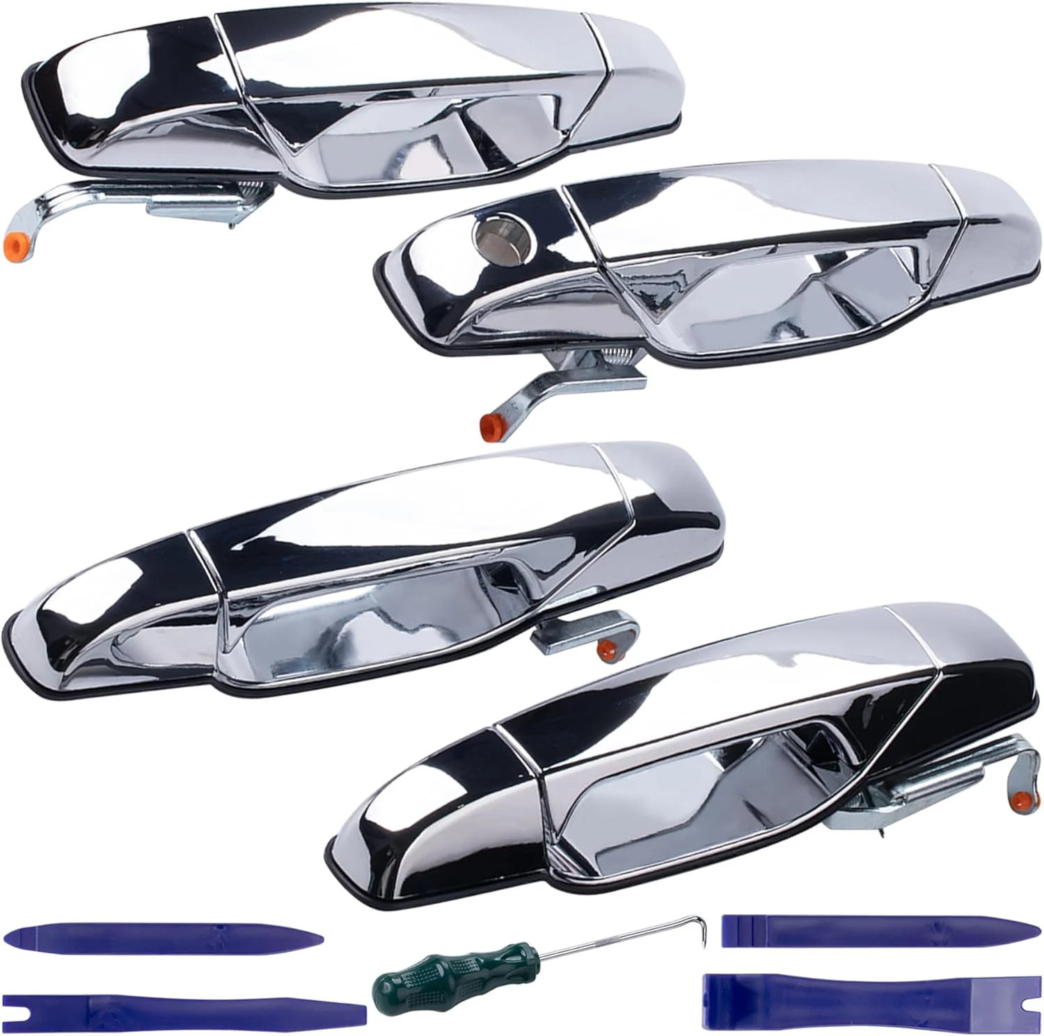 Exterior Chrome Door Handle 4 PCS Front Rear Driver Passenger Compatible with 20