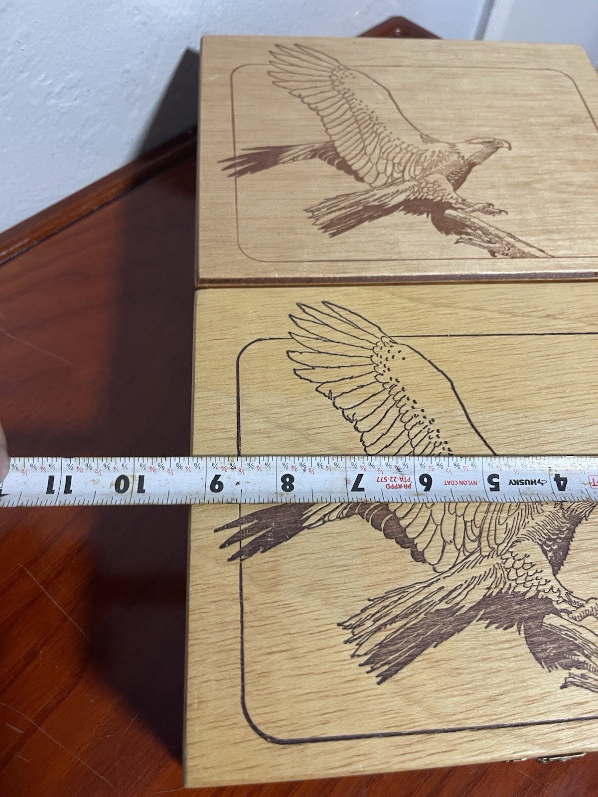 2 House of Windsor Palmas Wooden Cigar Boxes Eagle Design 9.5×7.5×3
