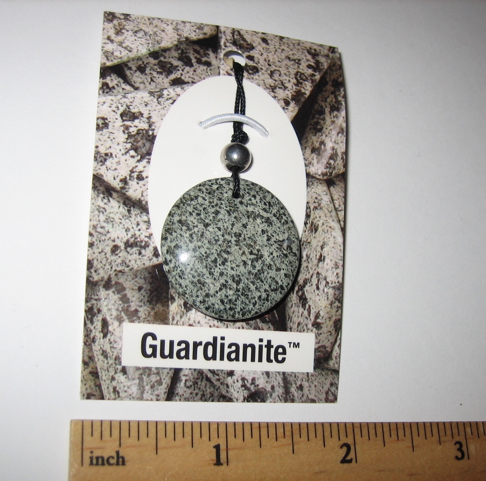 27mm POLISHED NATURAL GUARDIANITE STONE MINERAL CORDED ROUND DISC PENDANT *1