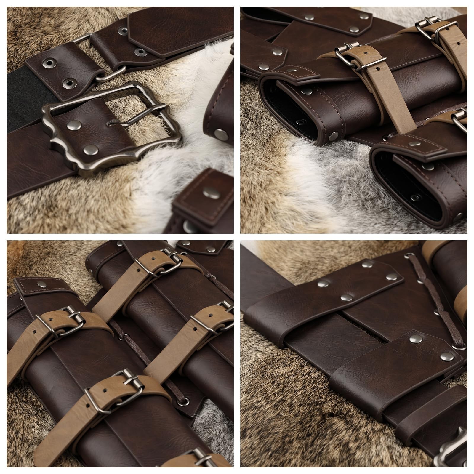 Medieval Double Sword Frog with Belt – Adjustable Sheath Holder for Cosplay, Ren