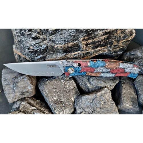 SRM Knives 255L-GQ2 Ambi Lock Multi-Color G10 Folding 140Cr Pocket Knife 255LGQ2
