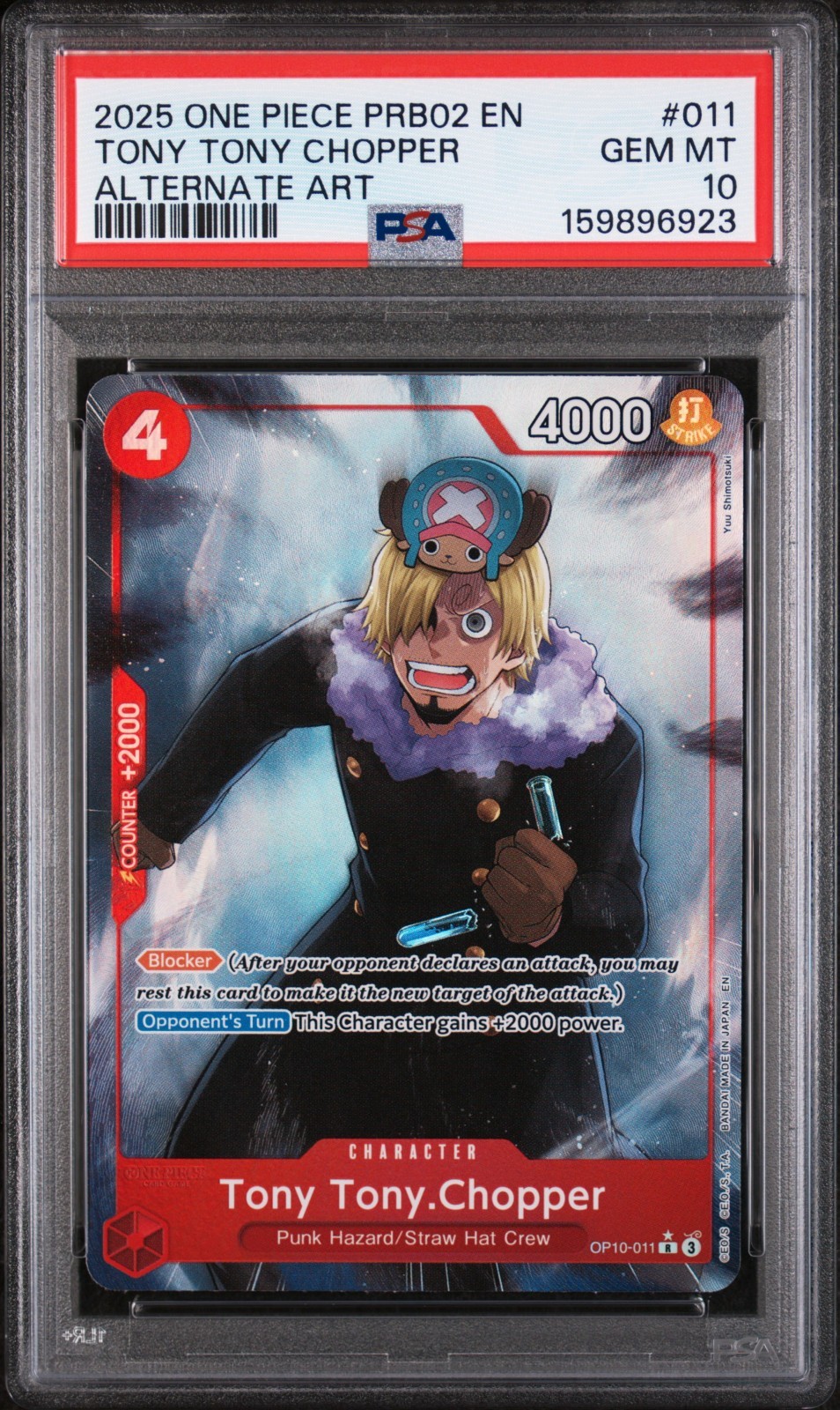 PSA 10 2025 PRB02-ONE PIECE CARD THE BEST- VOL.2 | ALT ART TONY TONY CHOPPER