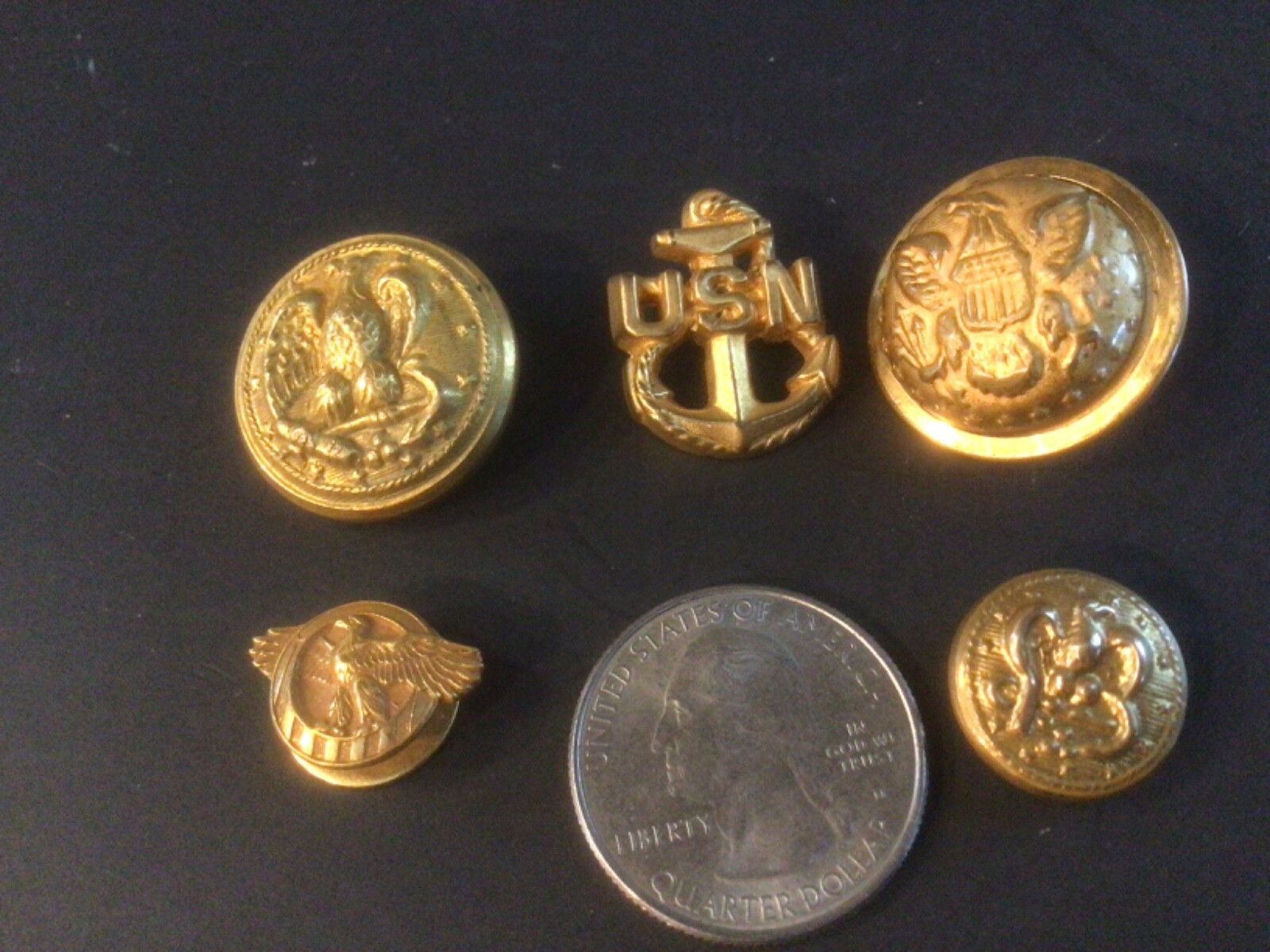 Vintage USN NAVY N. S. Meyer Inc New York, Variety Brass Buttons, Eagle Anchor