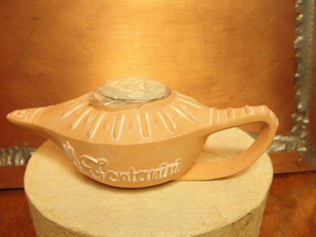Terra Cotta GENIE candle LAMP (6 1/2 inches from handle to spout)