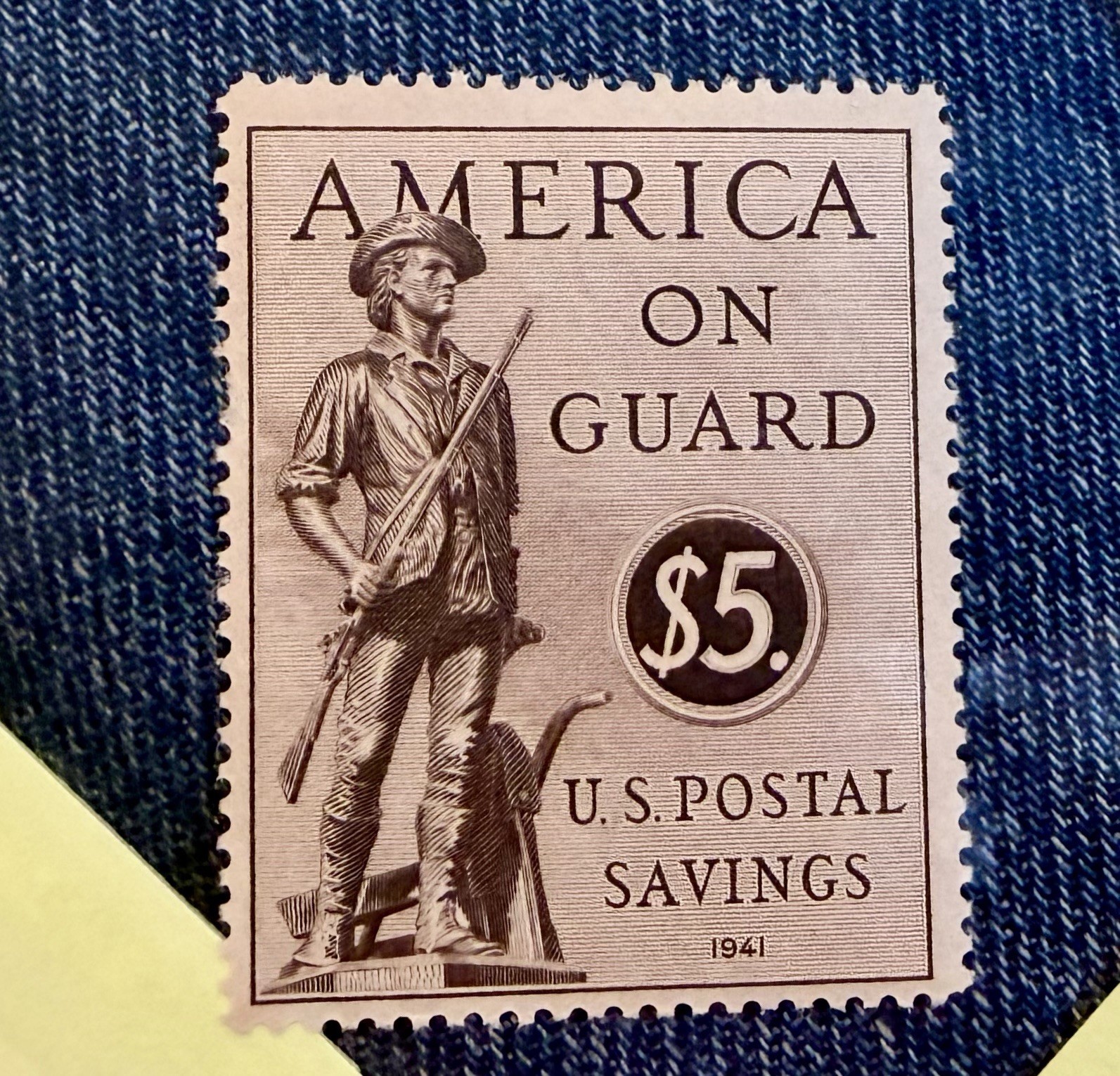 US Postal Savings “America on Guard” $5 stamp