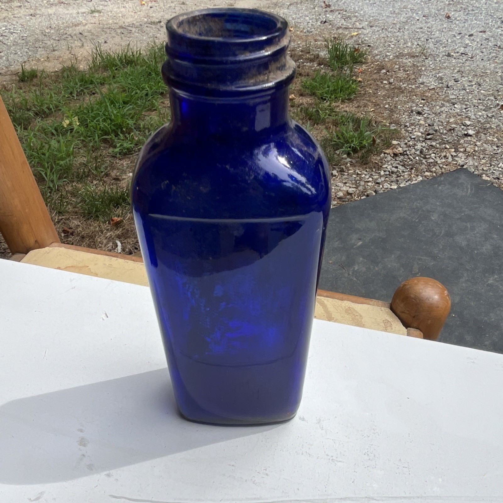 Cobalt Blue Glass Medicine Bottle, 8 oz, Screw-Top Jar Style