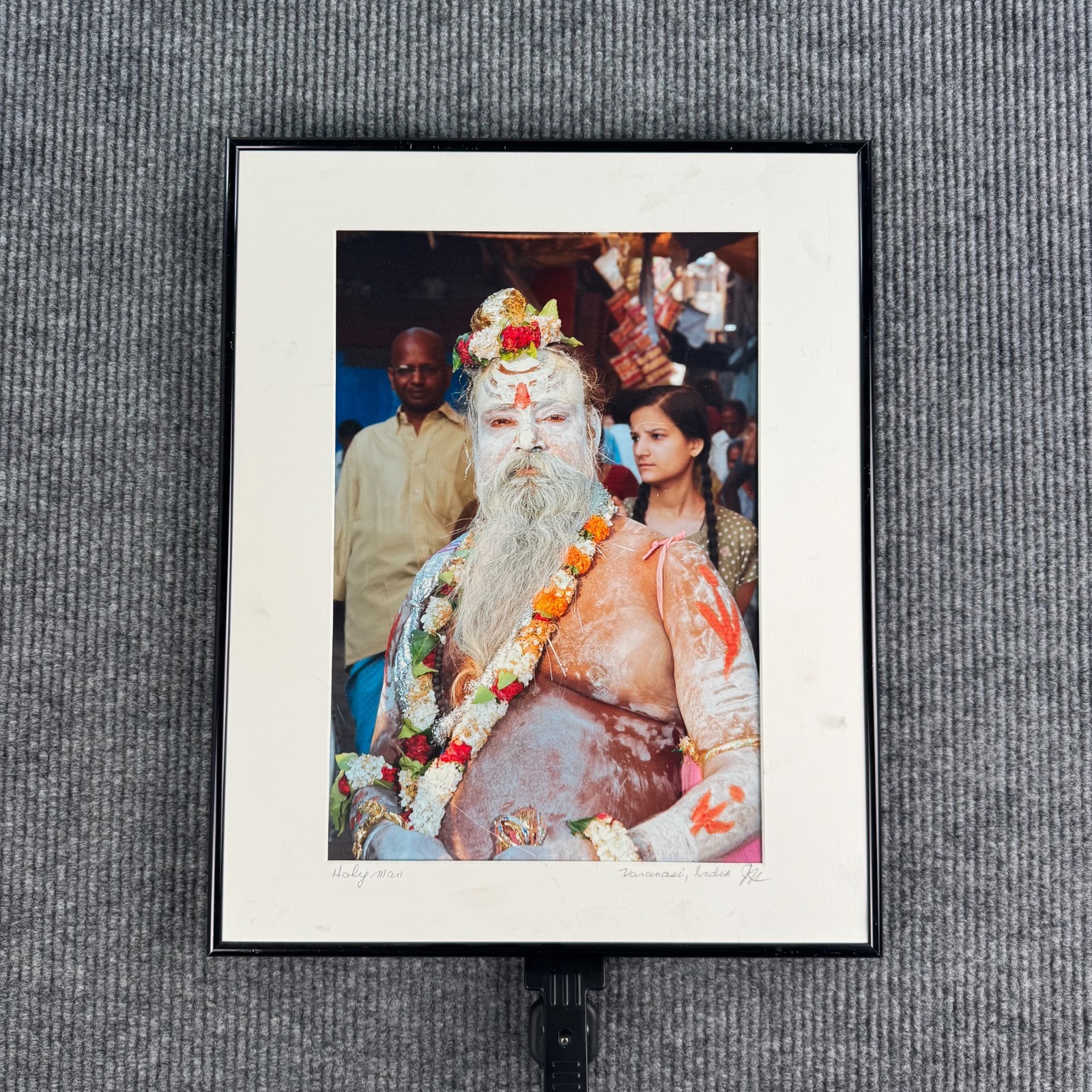 Holy Man Varanasi India Original Photography Signed John Hutchinson Framed 16×20